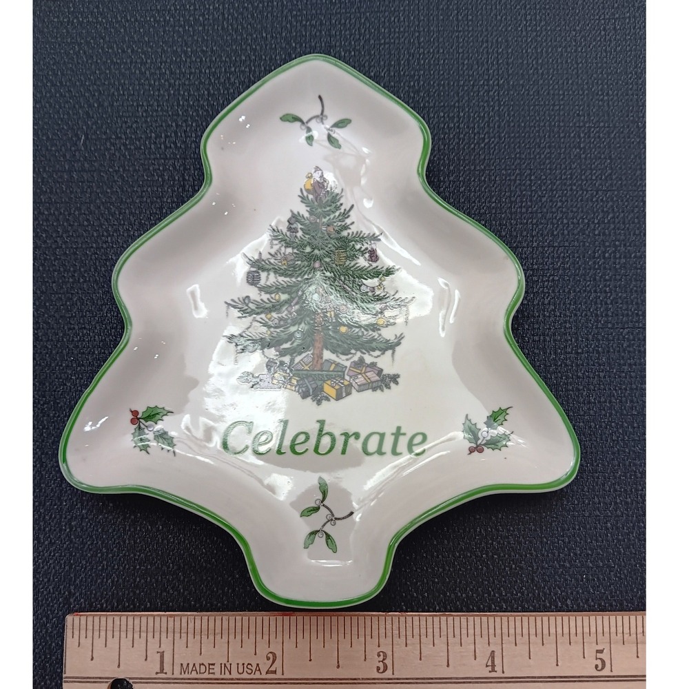 Spode Christmas Tree Celebrate Trinket Dish Tree Candy Bowl S3324-A7 White 1990s